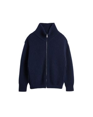 Zanone Dv Virgin Wool-Blend Oversized Cardigan - Blue