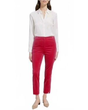 Theory Cl Straight Stretch Velvet Pants - Red