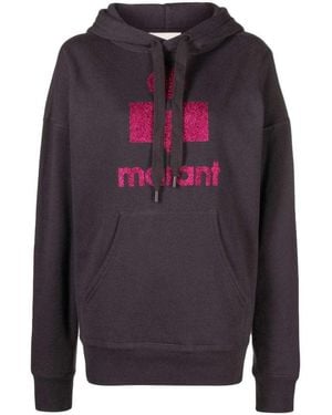 Isabel Marant Mansell Logo-Print Hoodie - Gray