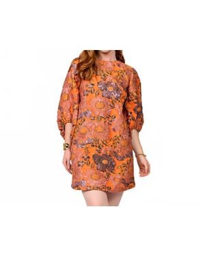 Ivy Jane Brocade Shift Dress - Orange