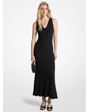 Michael Kors Ribbed Stretch Knit Tank Dress - Black