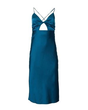 Endless Blu. Open-Back Cutout Satin Midi Dress - Blue