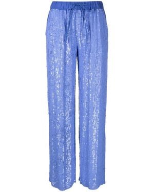 P.A.R.O.S.H. Wide-Leg Pants With Shimmering Sequin Detailing - Blue
