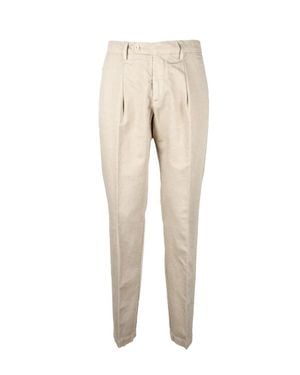 Giampaolo Regular Fit Pants With Pleated Front Detailing - Natural