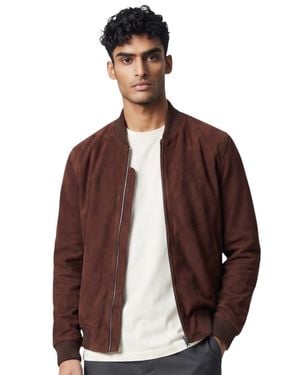 Infinity Leather Goat Suede Ma-1 Bomber Jacket-Antalya - Brown