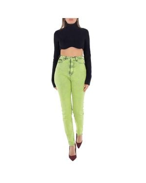 Philipp Plein Overdyed Stretch Super High-Waist Jeggings - Green