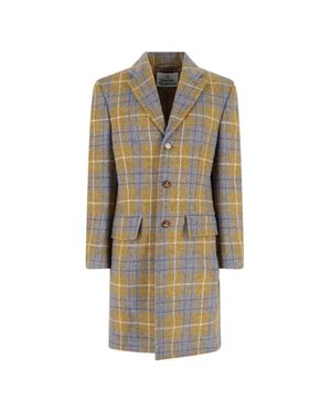 Vivienne Westwood Mustard Plaid Three-Button Tailored Coat - Brown