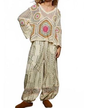 Pol Granny Circle Crochet Top - Natural