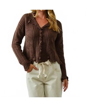 Aaron & Amber Timeless Crochet Cardigan - Brown