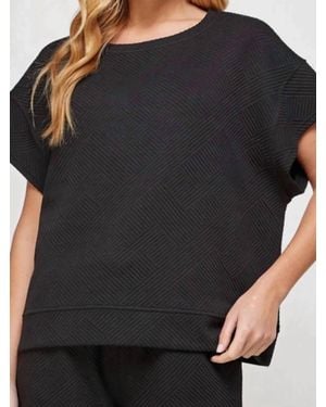 See And Be Seen Jacquard Knit Textured Top - Black