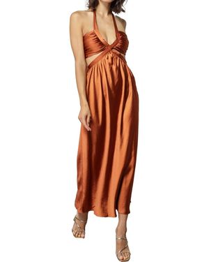 Line & Dot Emma Cut Out Midi Dress - Orange