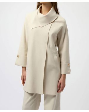 Joseph Ribkoff Overlap Collar Sweater Knit Cardigan Top - Natural