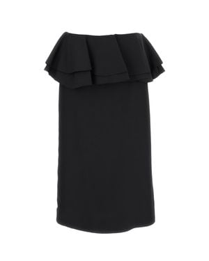 Plan C Sable Ruffled Midi Skirt - Black