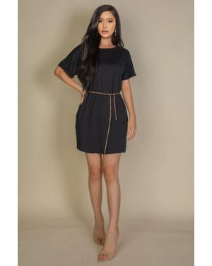 TRUEDAMES Side Pocket Double Folded Mini Dress - Brown