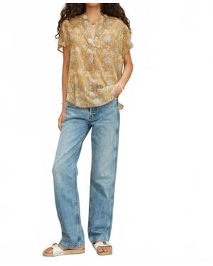 M.A.B.E Tulsi Print Short Sleeve Top - Blue