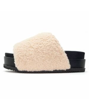 Roam Fuzzy Platform Sandals - Natural