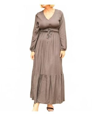GRADE & GATHER Slate Satin Maxi Dress - Brown