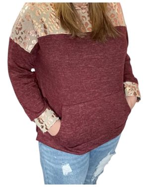 Honeyme Animal Print Hoodie - Red