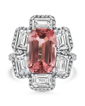 Pompeii3 10.72Ct Tourmaline Diamond Ring 14K Lab Grown Size: 6.5 - Red