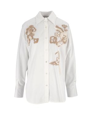 Ermanno Scervino Classic Floral Embroidered Button-Down Shirt - White