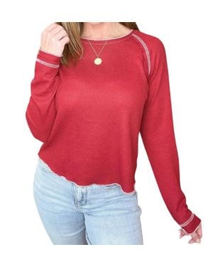 One Eleven North Clever Expression Long Sleeve Top - Red