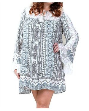 Kori Ruffles & Lace Dress - Blue