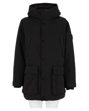 Stone Island Relaxed Hooded Functional Pocket Bomber Jacket - Black