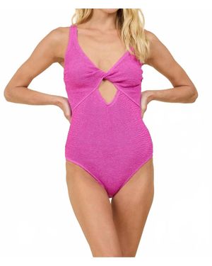 Surf Gypsy Krinkle Front Twist Cut Out One Piece - Pink