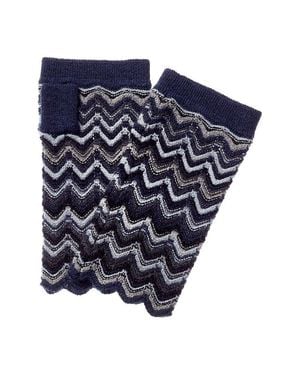 Forte Zigzag Cashmere Texting Gloves - Blue