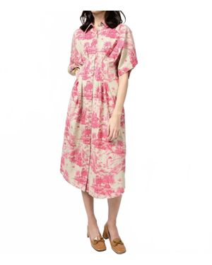 Ivy Jane Toile Tucked Dress - Pink