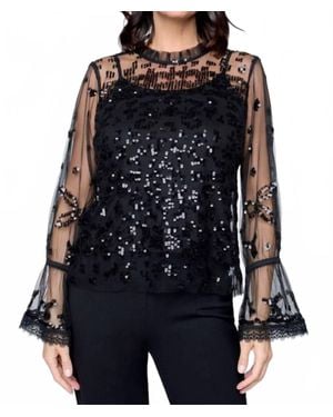 Carre Noir Sparkle Top - Black