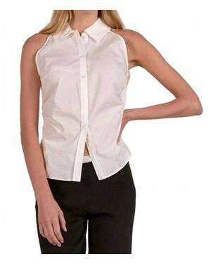 Elan Sleeveless Collar Top - White