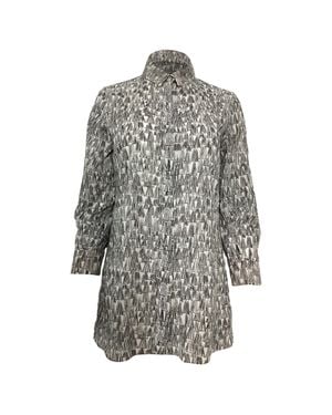 Akris Asagao Print Tunic Blouse - Gray