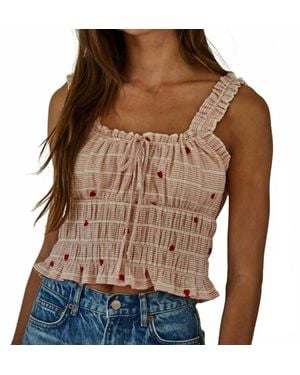 By Together Striped Heart Embroidered Top - Brown