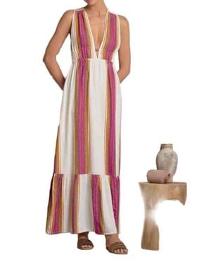 Elan Maxi Halter Ruffle Dress - Pink