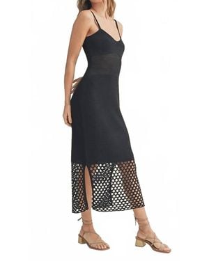 Miou Muse Net Pattern On Bottom Knitted Dress - Black