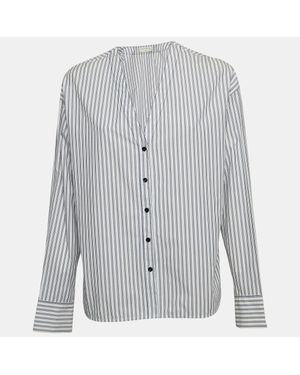 Sandro Pinstripe V-Neck Top - Gray
