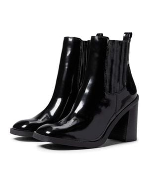 Steve Madden Morton Boots Block Heel Ankle Booties Jzz1138 - Black