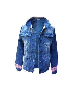Hadley Pollet Pansy Flower Jean Jacket - Blue
