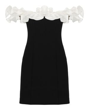 ROTATE BIRGER CHRISTENSEN Mini Dress With Voluminous Ruffle And Rear Zip Closure - Black