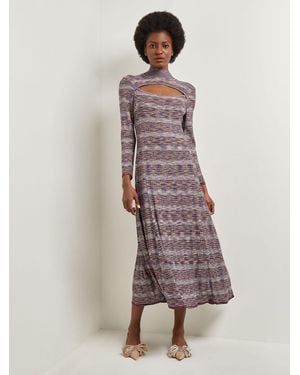 Misook Modern Fit-And-Flare Melange Knit Cutout Midi Dress - Multicolor