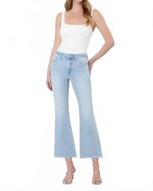VERVET BY FLYING MONKEY High Rise Uneven Frayed Hem Crop Flare Jeans - Blue