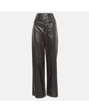 Helmut Lang Leather Straight Leg Pants - Gray