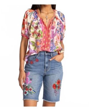Johnny Was Avah Button Down Shirt - Blue