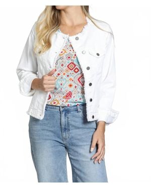 Apny Jean Jacket With Frayed Detail - Blue