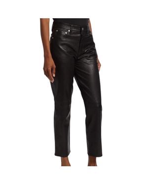 Rag & Bone Leather Slim Fit Pants - Black