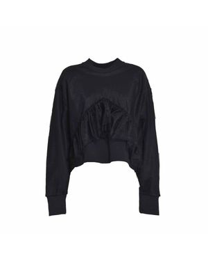 MSGM Cotton Crewneck Sweatshirt Covered - Black