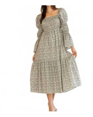Storia Floral Tiered Maxi Dress - Gray