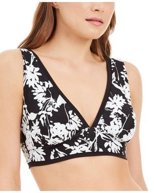 Tommy Hilfiger Mesh-Trim Floral Bikini Top - Black