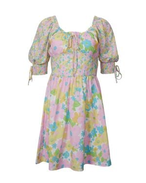 L Michele Floral-Print Corset-Effect Satin Mini Dress - Multicolor